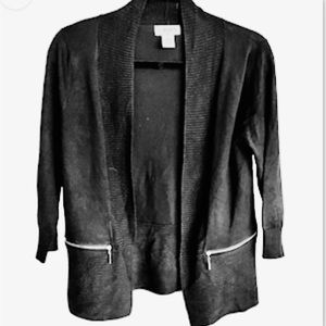 Carmen Marc Valvo Black Zip Detail Cardigan size Small